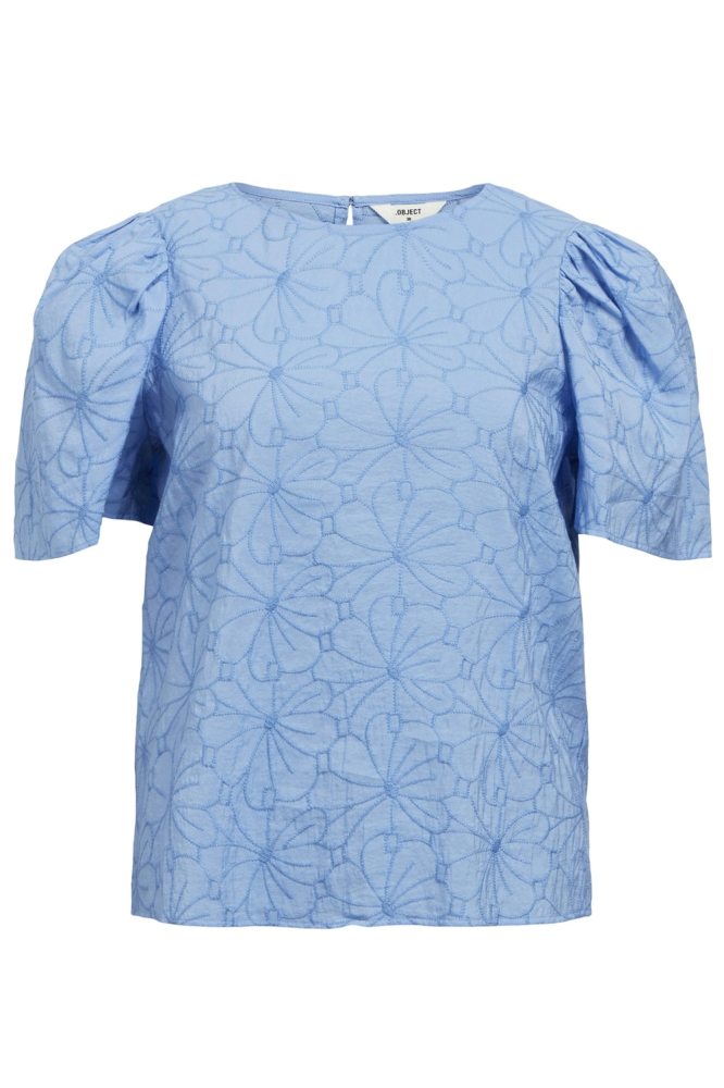 OBJILLY S/S RE O-NECK TOP 138 23046466 CORNFLOWER BLUE